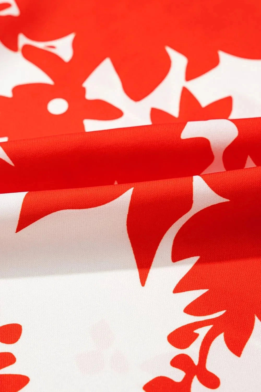 Plant Print Tiered Ruffled Sleeve Tie Neck Blouse Simply Love