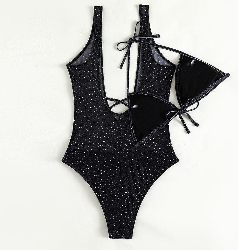 Dot Print One Piece Swimsuit Women V-Neck Bathing Suits Sexy High Cut Swimwear Bella Mia