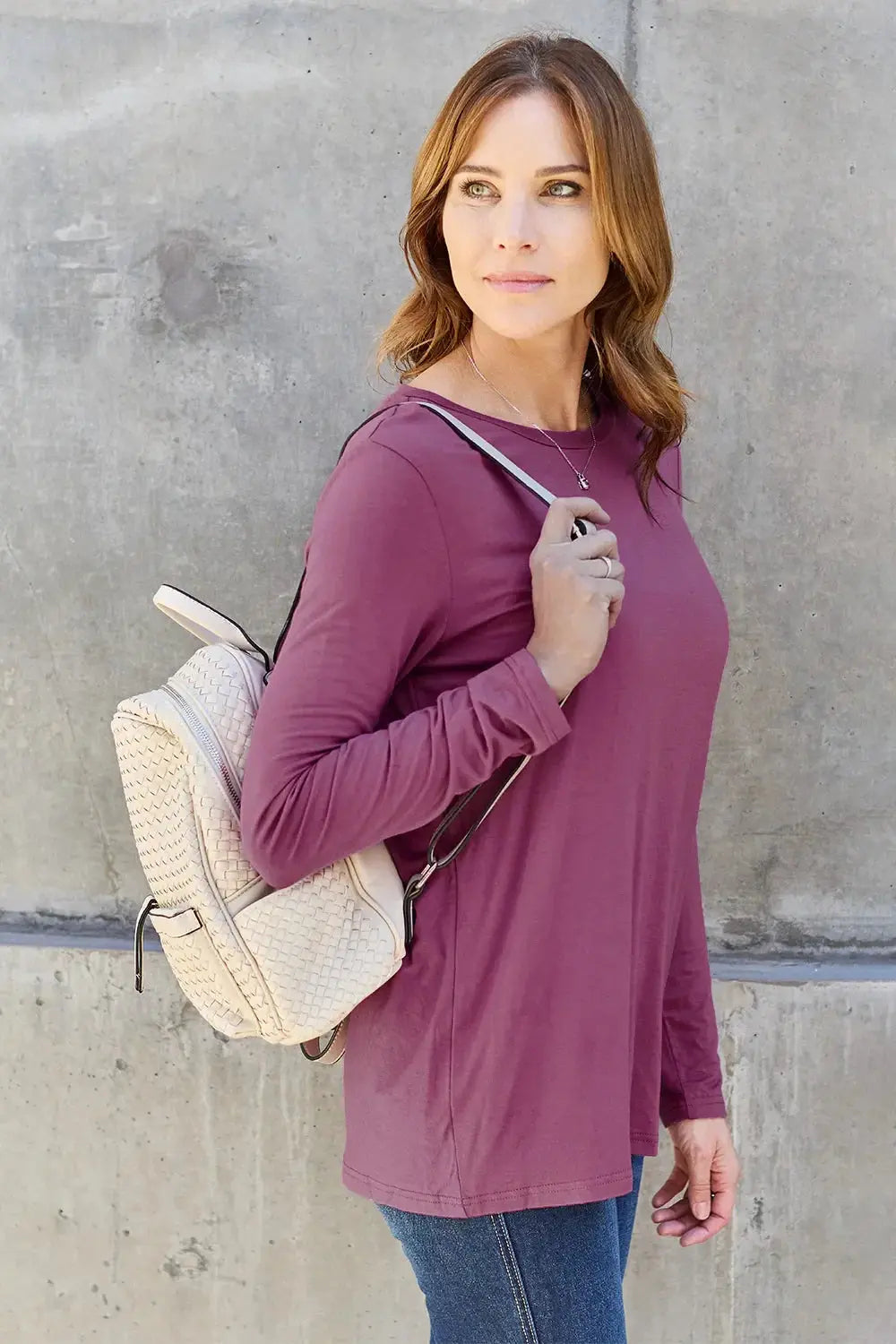 Basic Bae Full Size Round Neck Long Sleeve Top - Love Salve