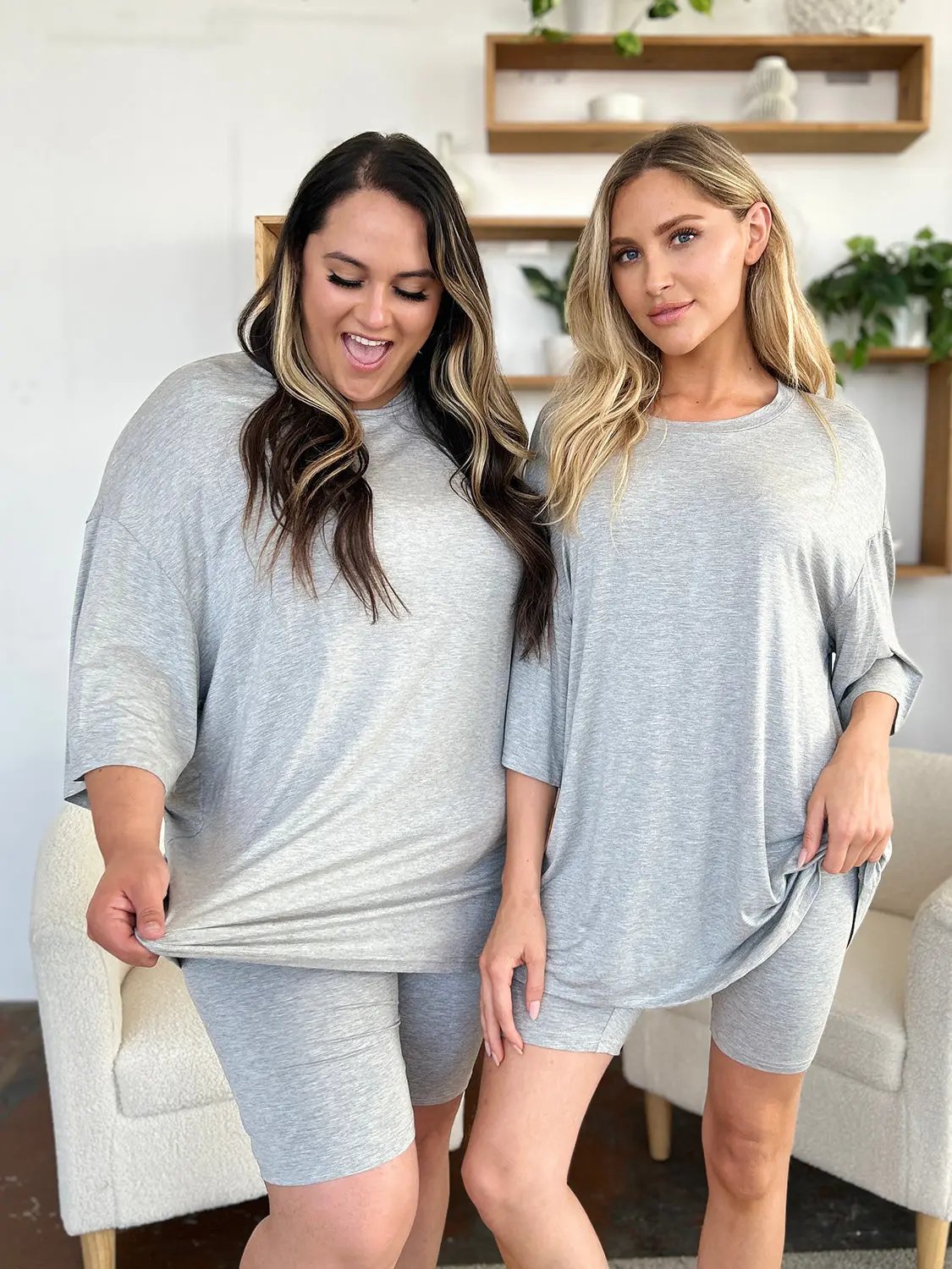 Basic Bae Bamboo Full Size Round Neck Drop Shoulder T-Shirt and Shorts Set - Love Salve