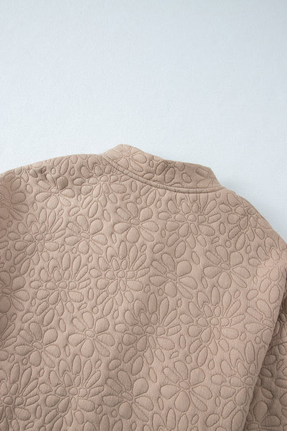 Chic quilted floral jacket in light beige