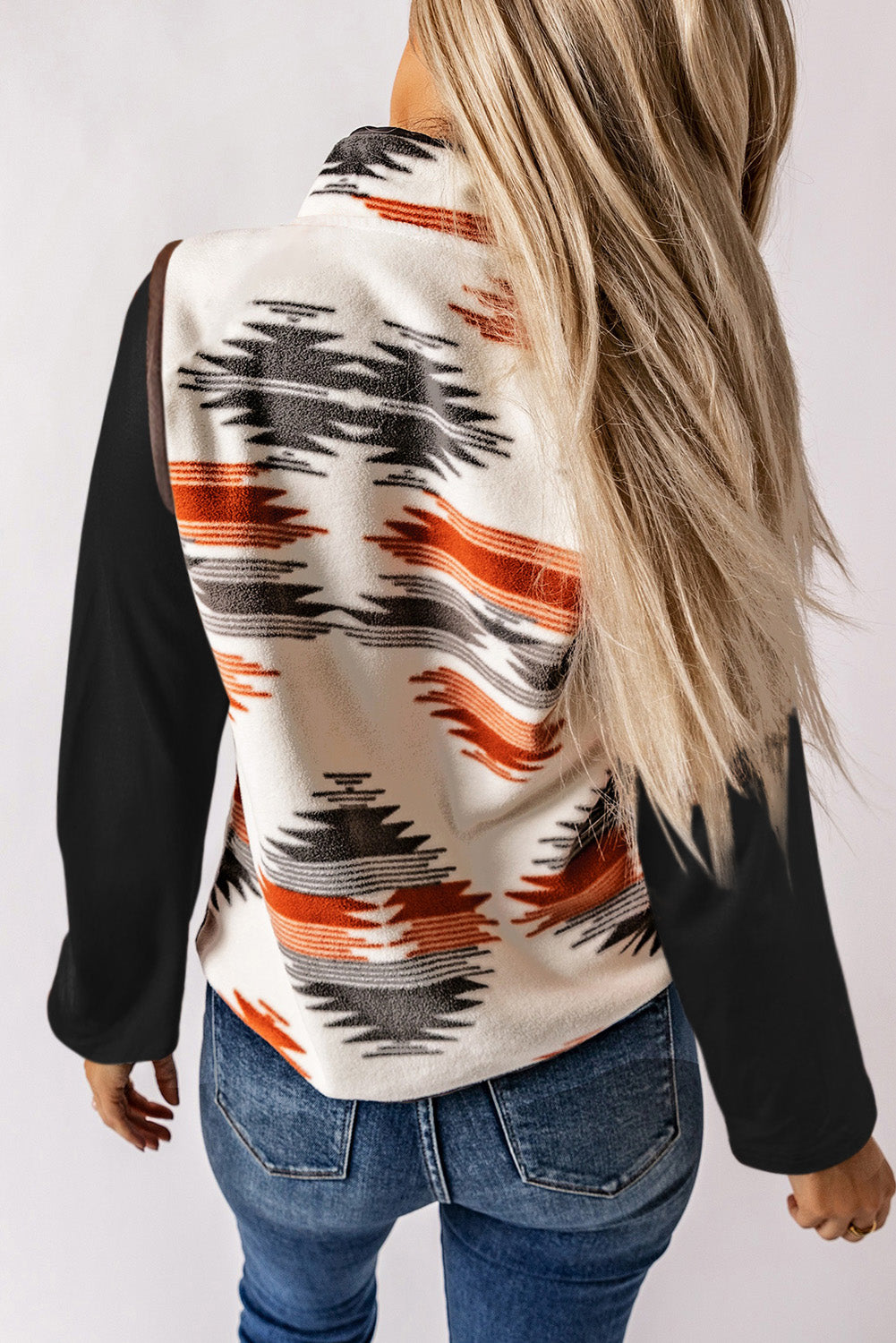 Multicolor Fuzzy Aztec Western Fashion Vest Jacket