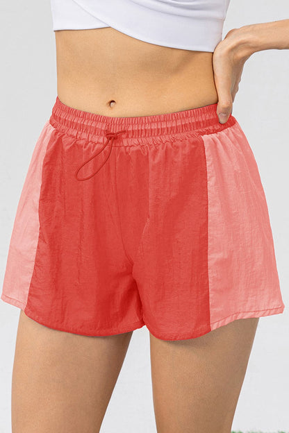 Color Block Drawstring Active Shorts.