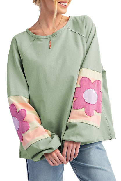 Floral oversized top in smoke green