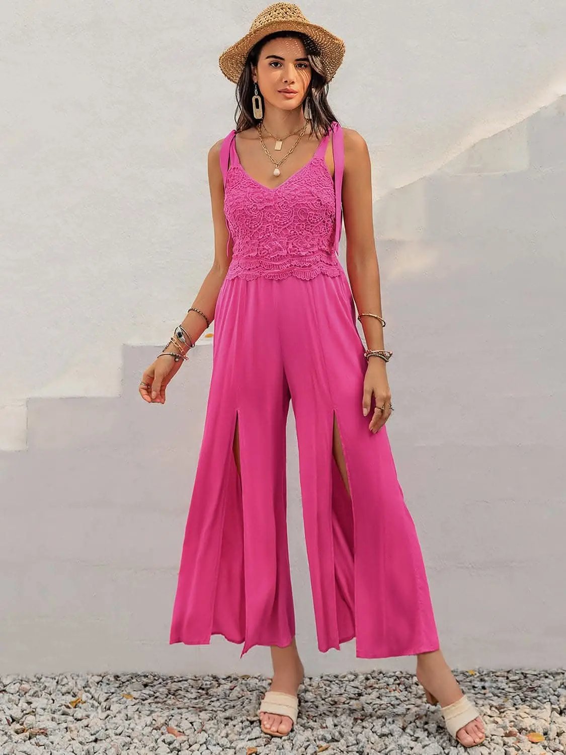 Elegant Lace V-neck Jumpsuit - Love Salve 