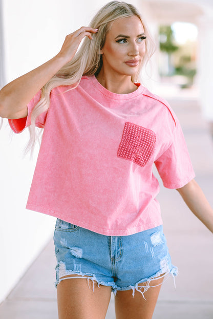 Jolene Lace Patch Pocket Short Sleeve T-Shirt - Love Salve 