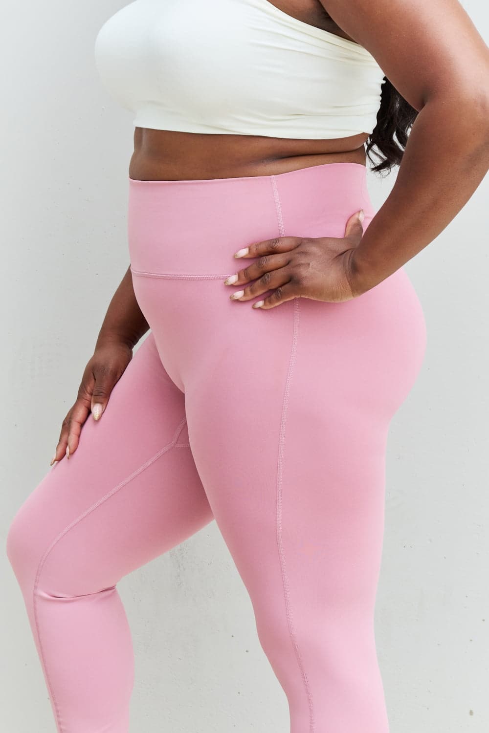 Zenana Fit For You Full Size High Waist Active Leggings in Light Rose.