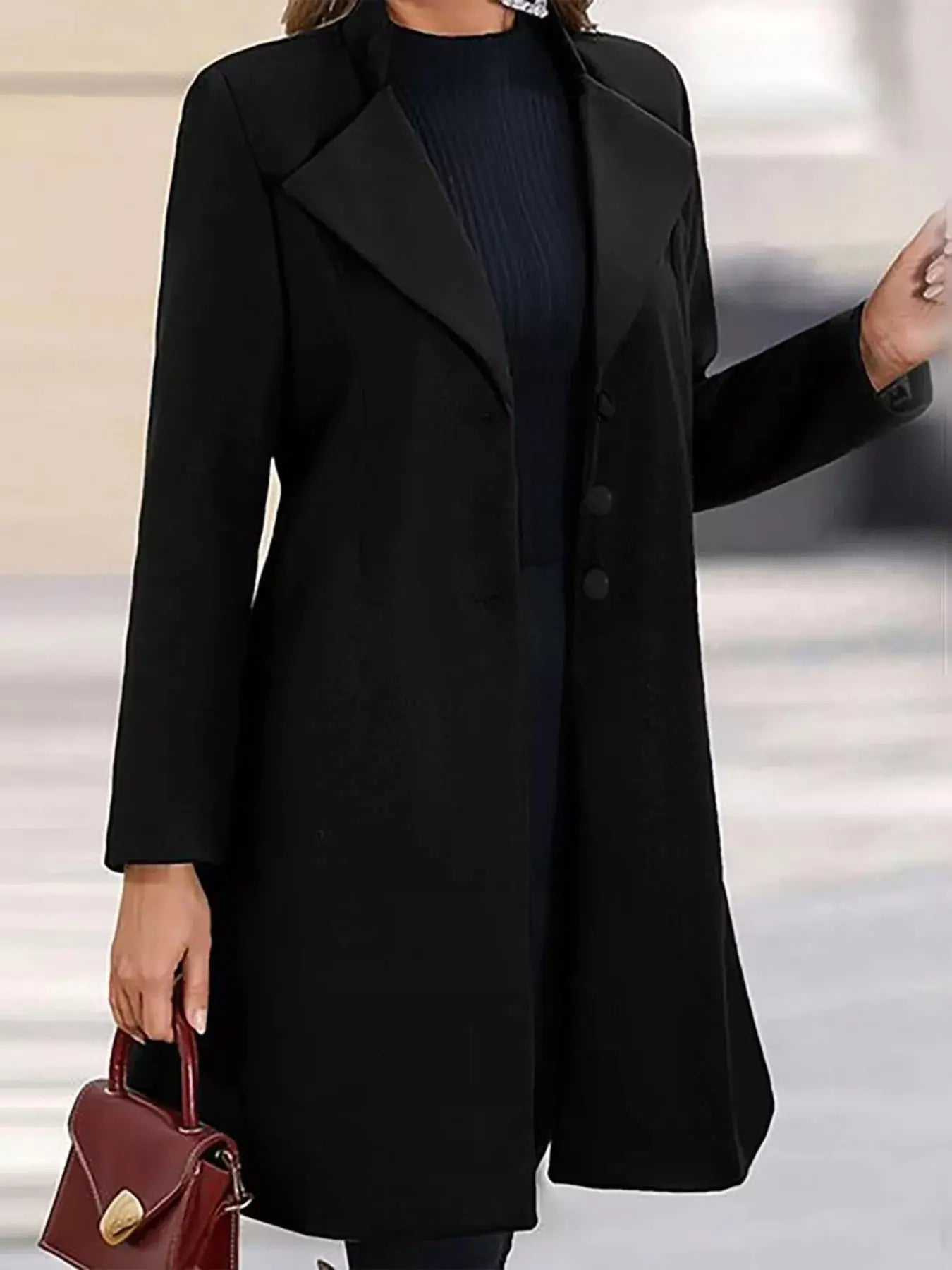 Full Size Single-Breasted Long Sleeve Overcoat Plus Size Simply Love