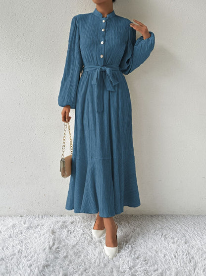 Tie Waist Long Sleeve Dress.