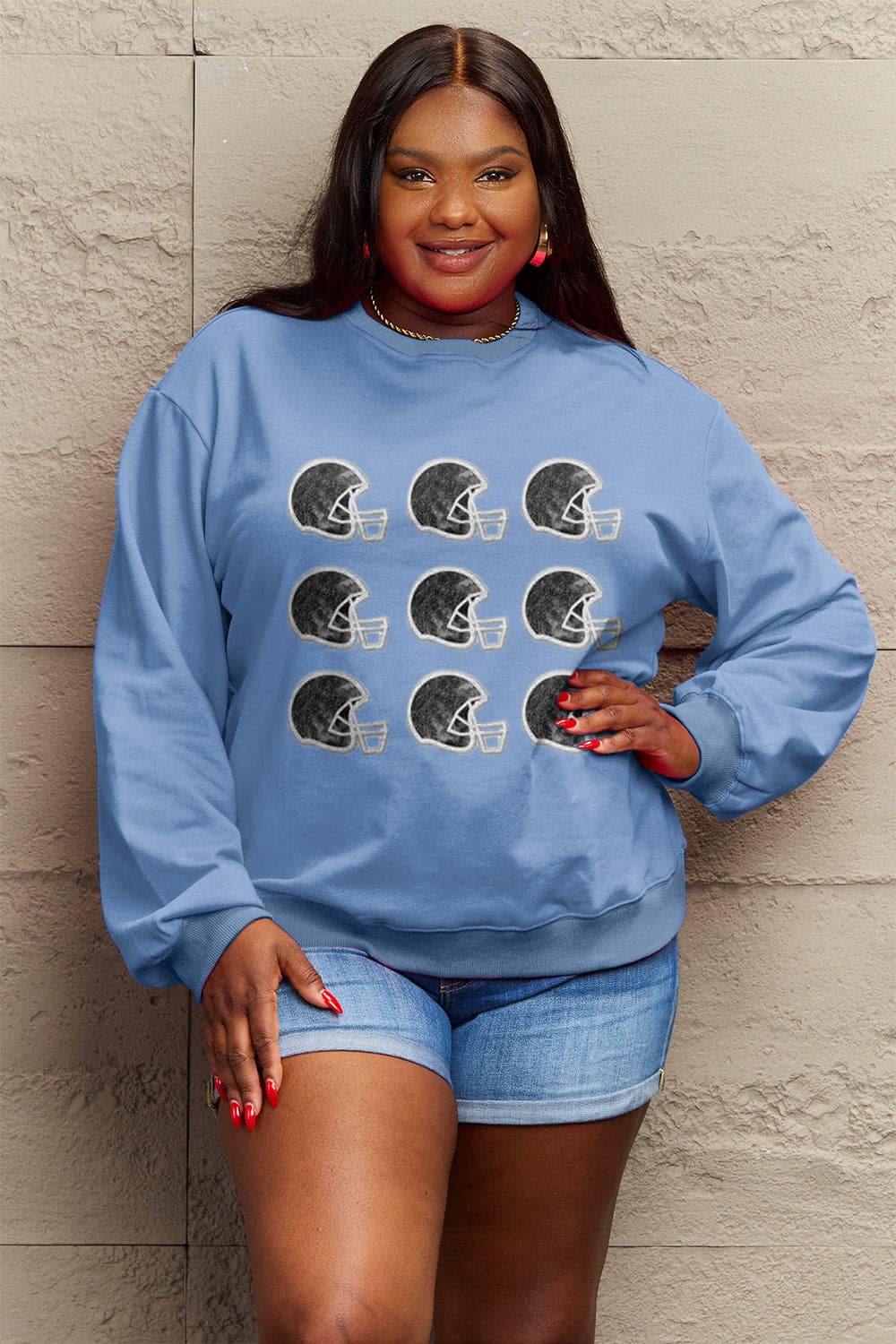 Simply Love Full Size Graphic Round Neck Sweatshirt.