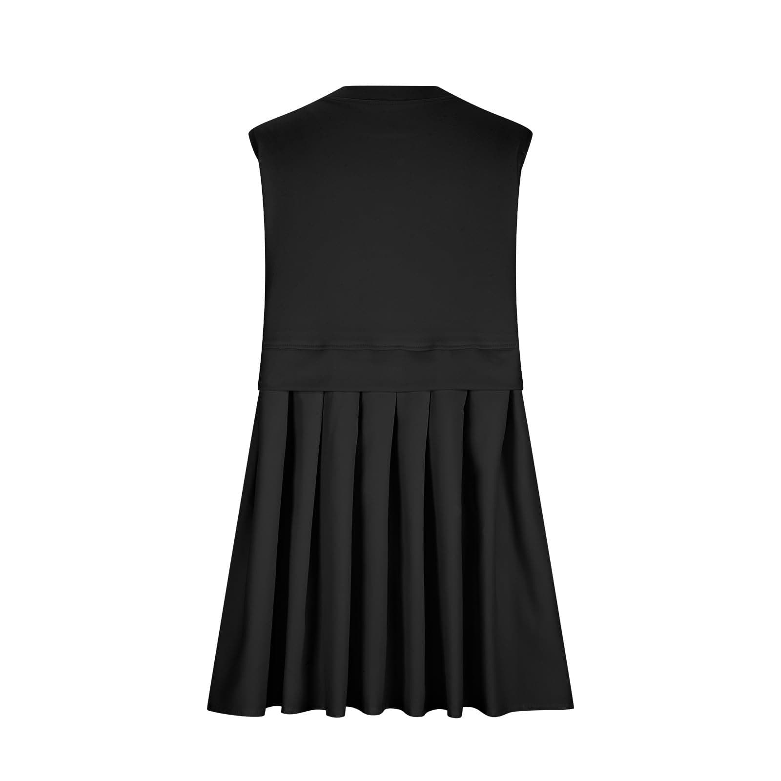 Pleated Round Neck Sleeveless Mini Dress.