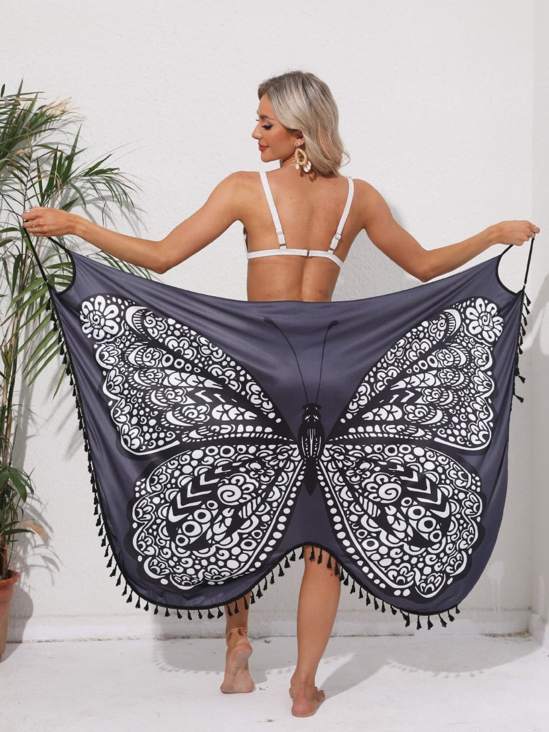 Tassel Butterfly Spaghetti Strap Cover Up.