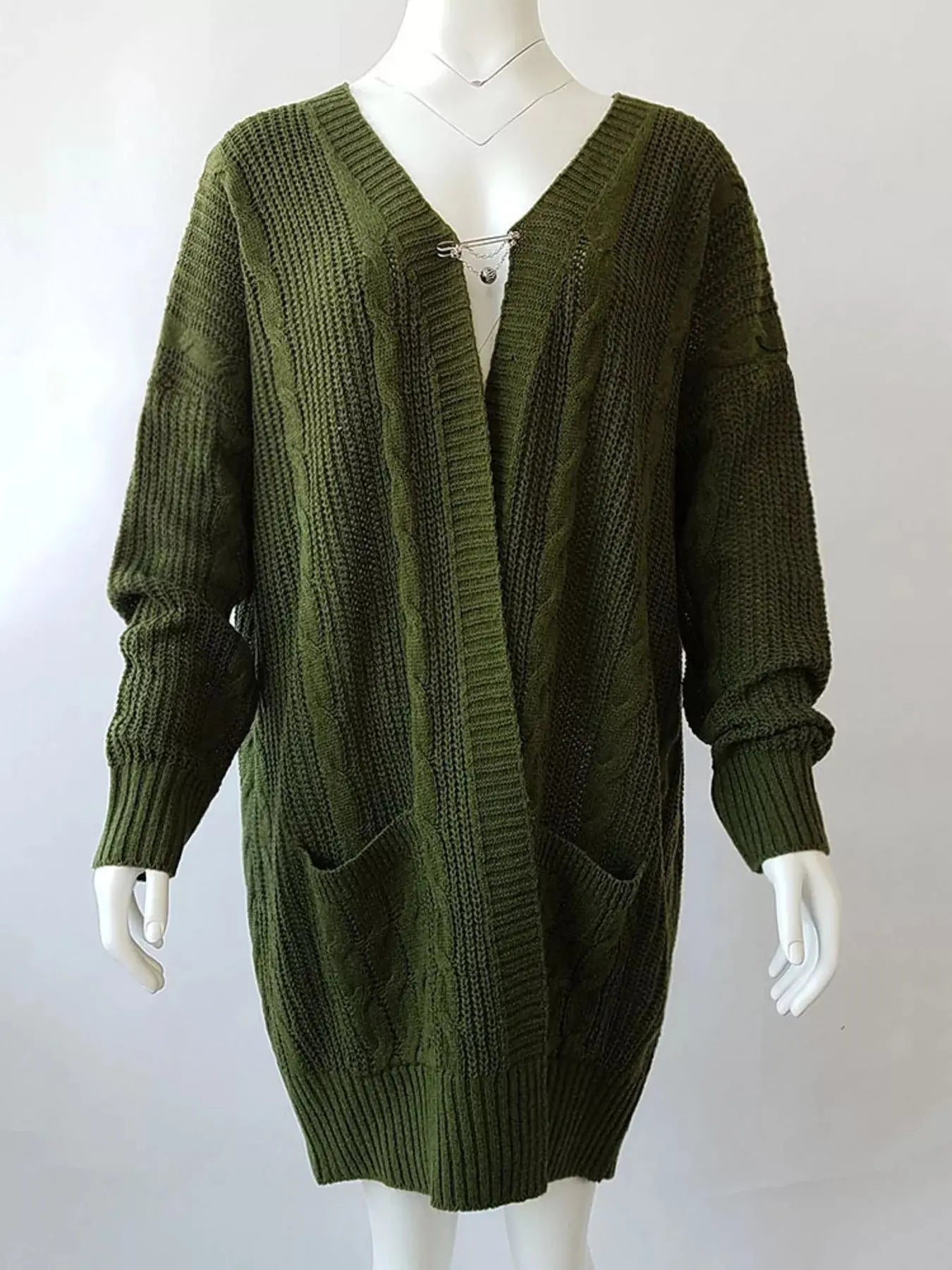 Full Size Chunky Knit Open Front Cardigan Plus Size Simply Love