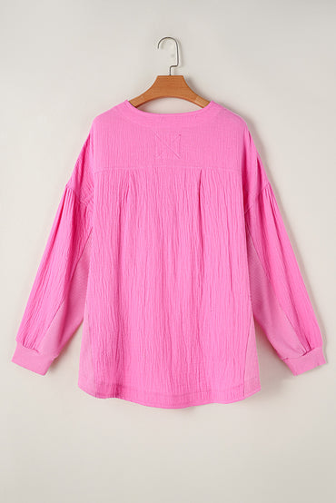 Bonbon plus size half-button top