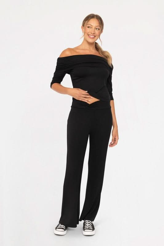 Flared Cross Pleat Trousers