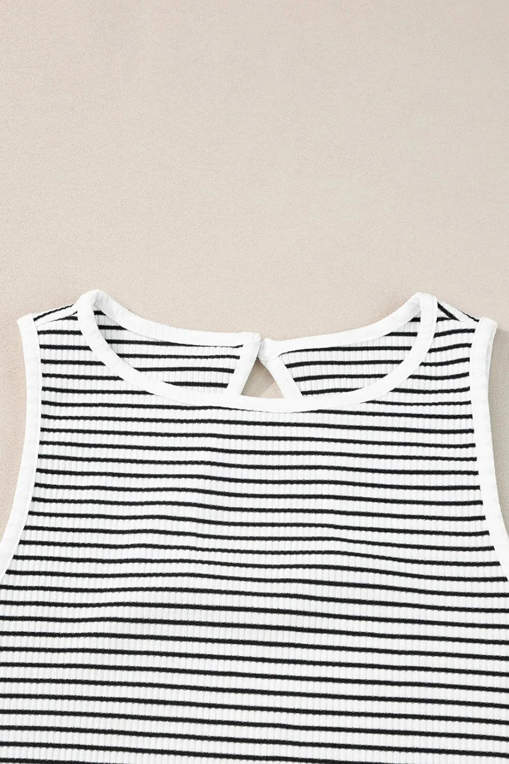 Striped Ribbed Round Neck Tank Simply Love