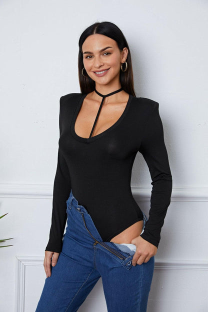 Scoop Neck Long Sleeve Bodysuit.