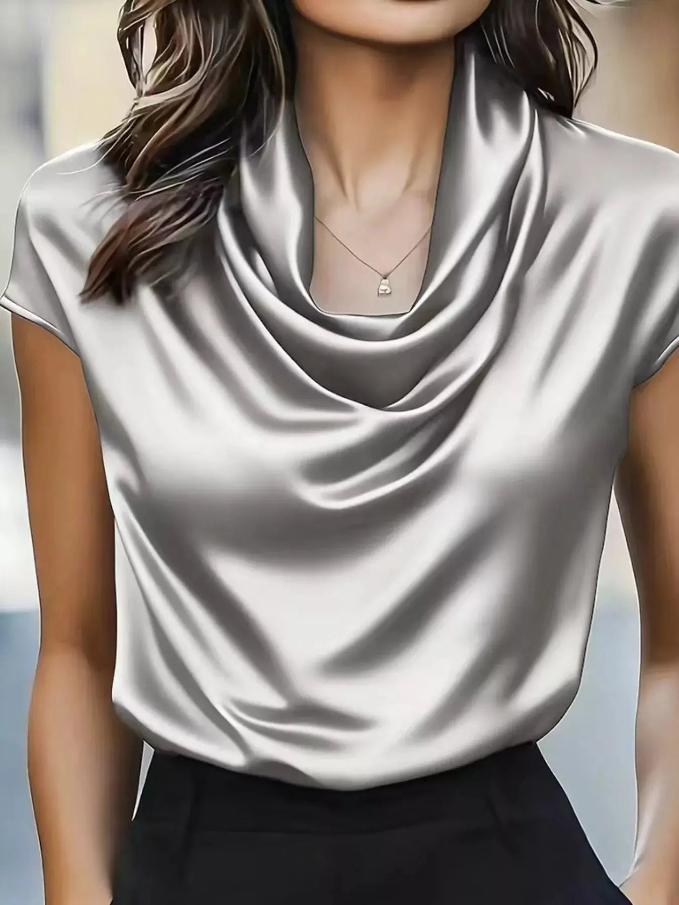 Satin Cowl Neck Blouse Simply Love
