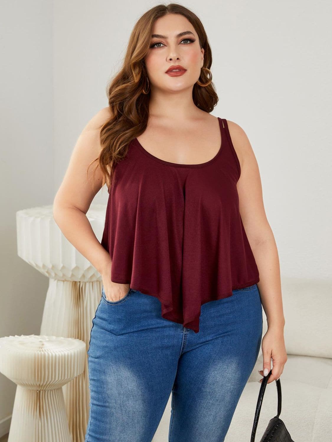 Plus Size Double-Strap Scoop Neck Cami.