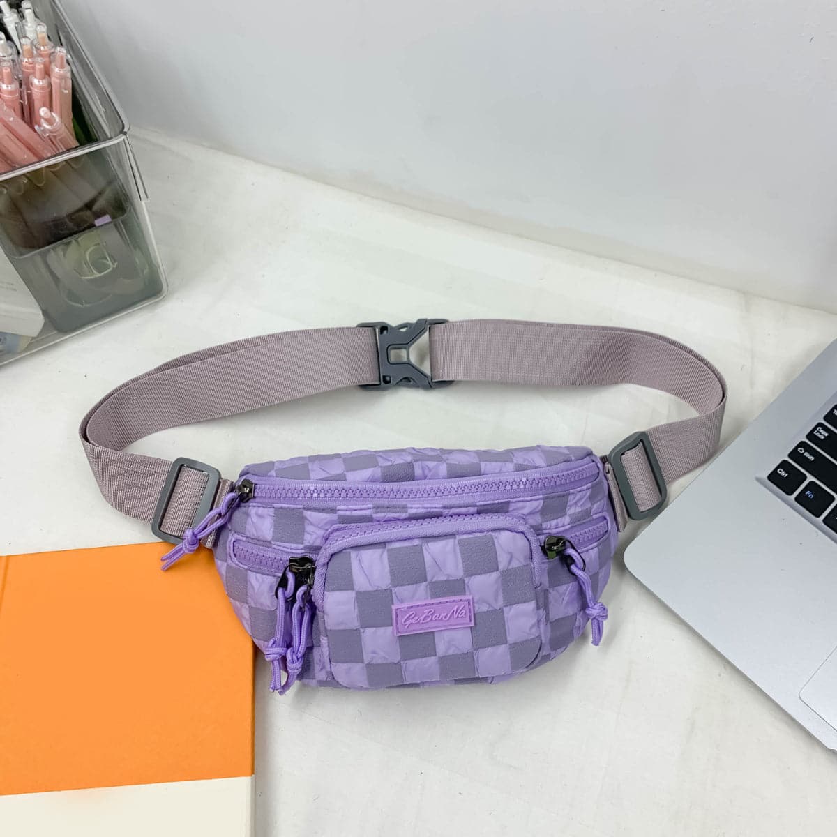 Medium nylon checkered bag