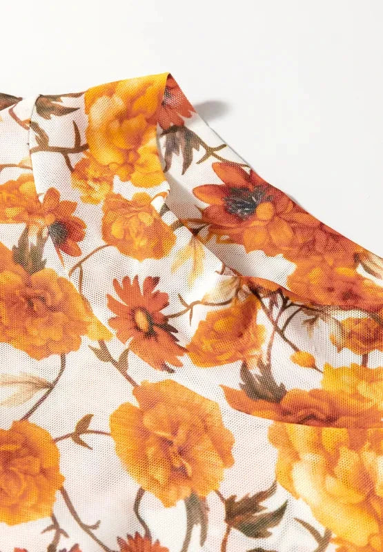 Printed Mock Neck Flare Sleeve Top Coco’s Tee Boutique