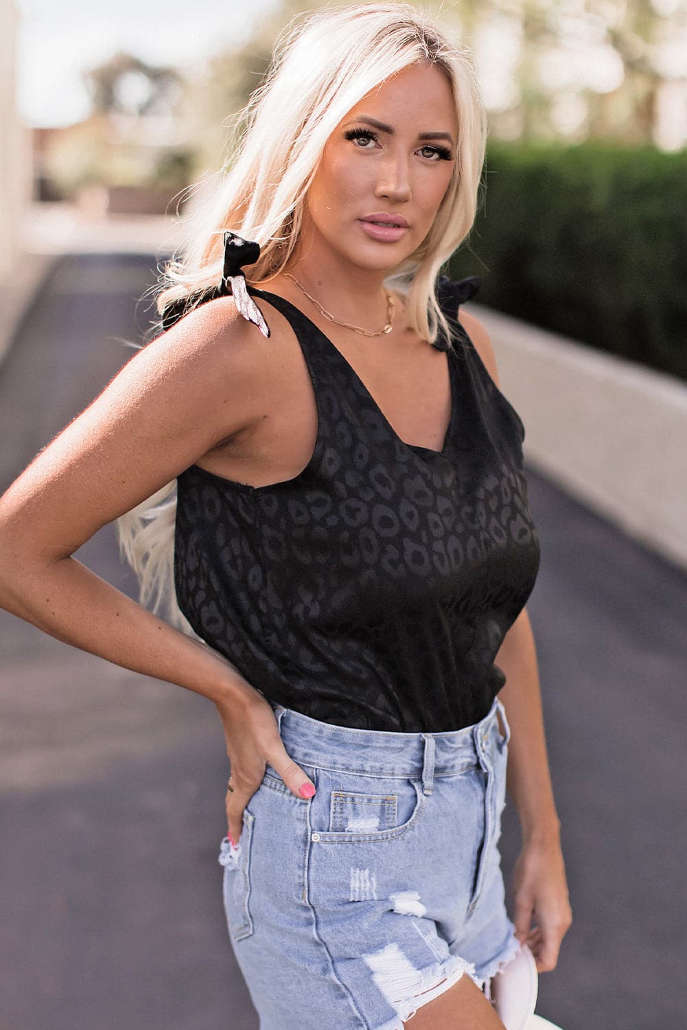 Leopard Tie Shoulder Bodysuit.