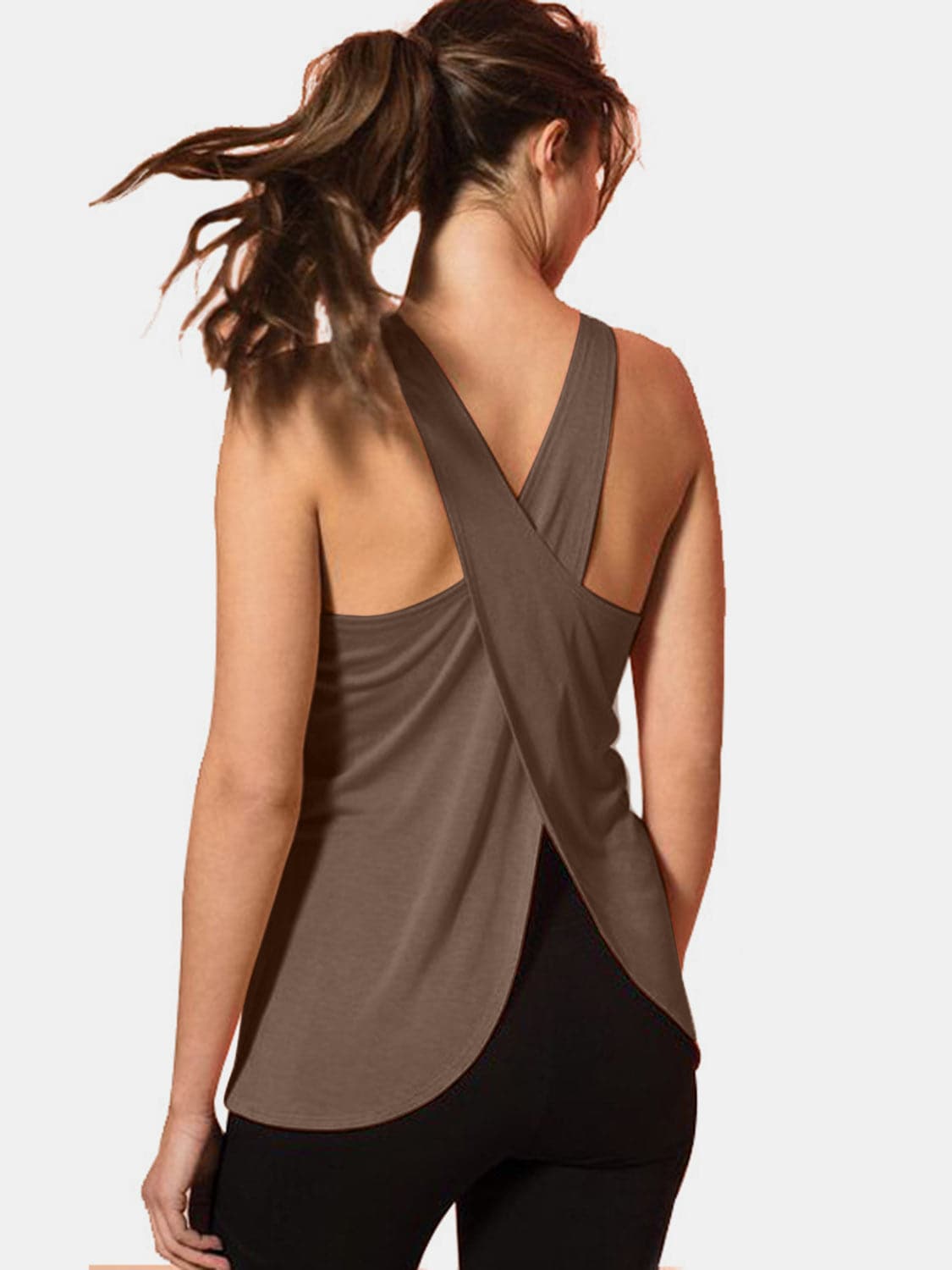 Crisscross Scoop Neck Active Tank.