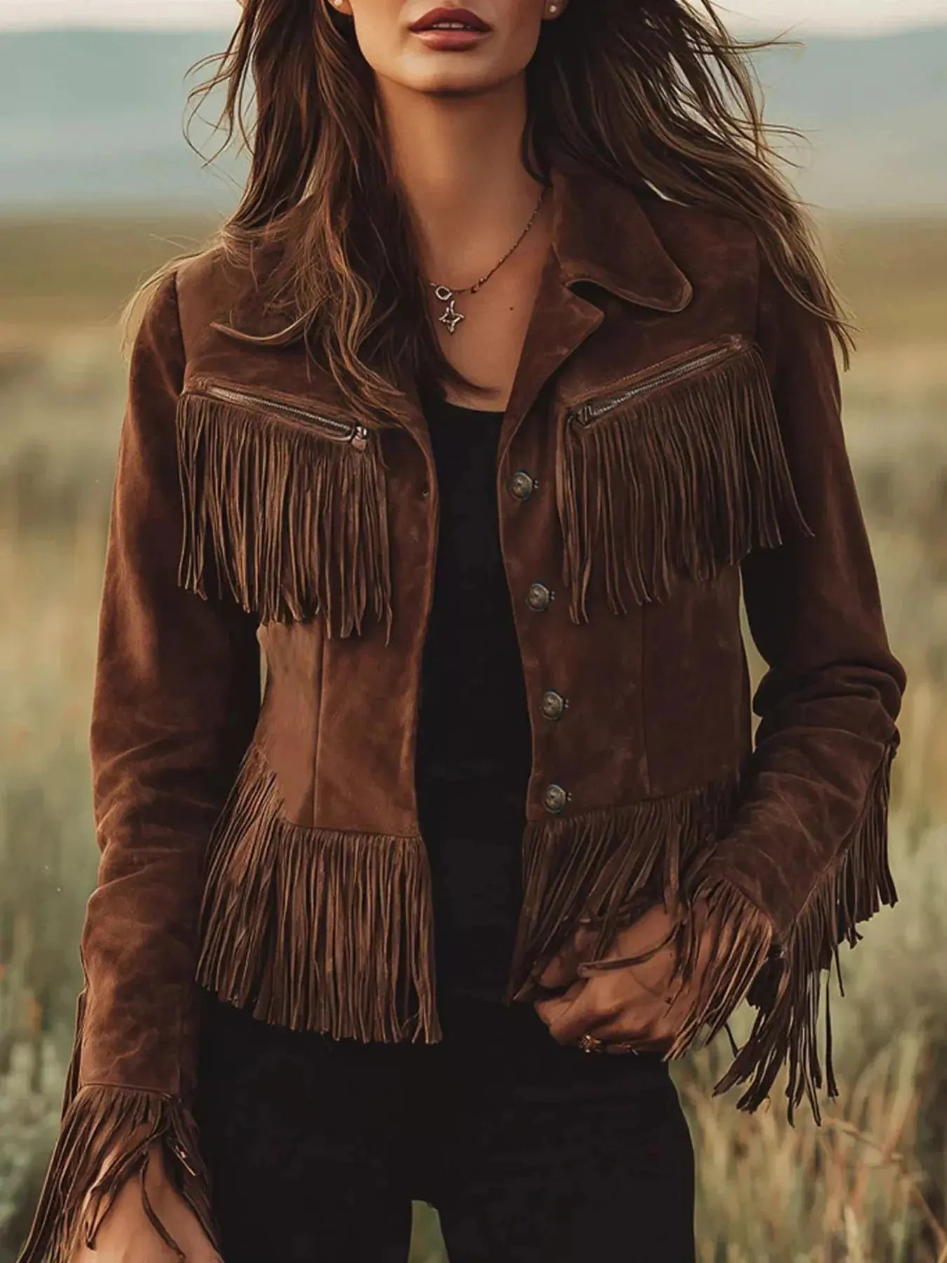 Suede Fringe Button Up Jacket Simply Love