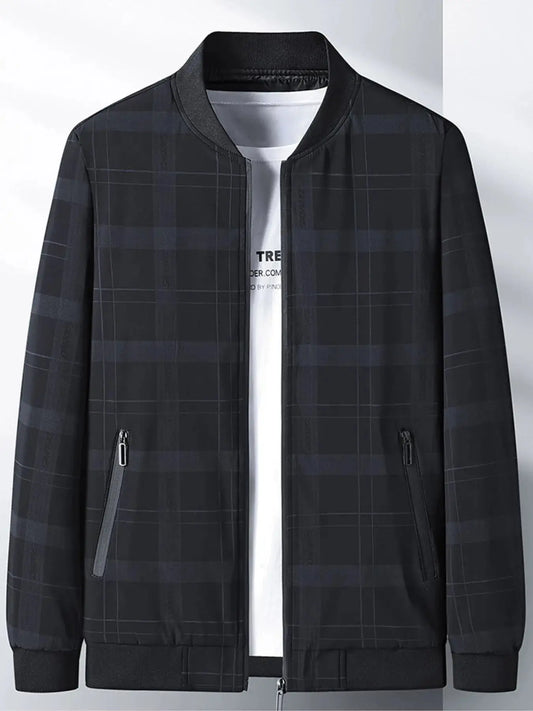 Men's Plus Size Plaid Lightweight Bomber Jacket Simply Love
