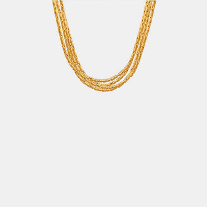 18K Gold-Plated Multi-Layer Clavicle Chain Necklace.