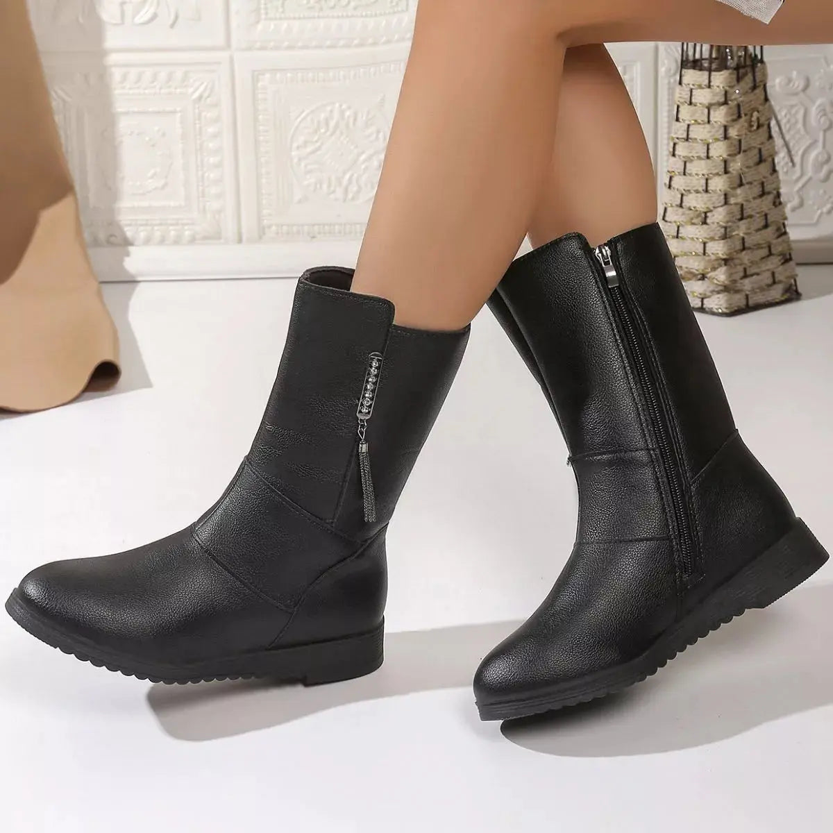 Round Toe Side Zip Boots Simply Love