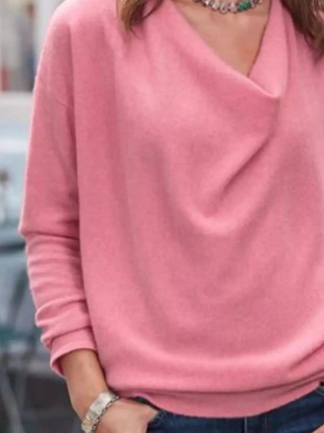 Full Size Cowl Neck Long Sleeve Top Plus Size Simply Love