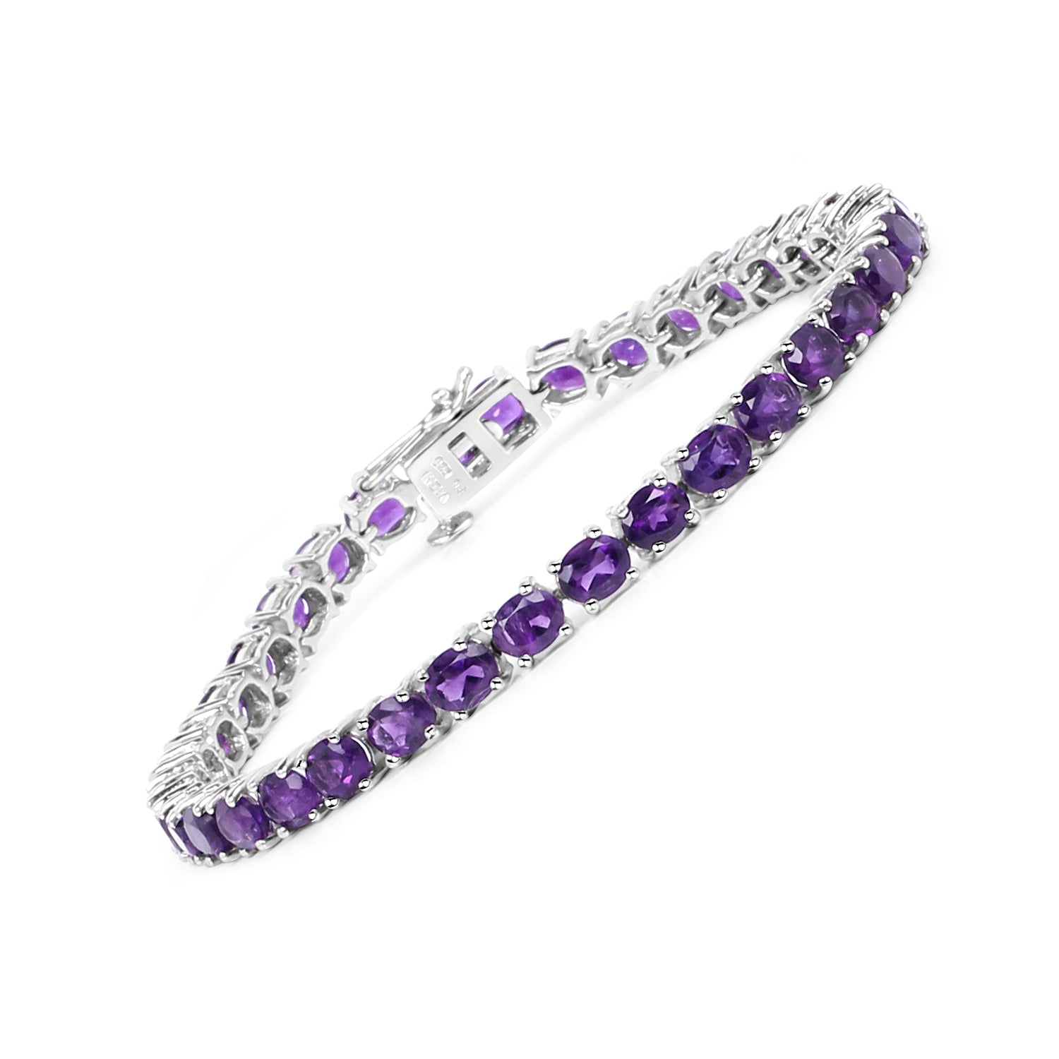12.58 Carat Genuine Amethyst .925 Sterling Silver Bracelet