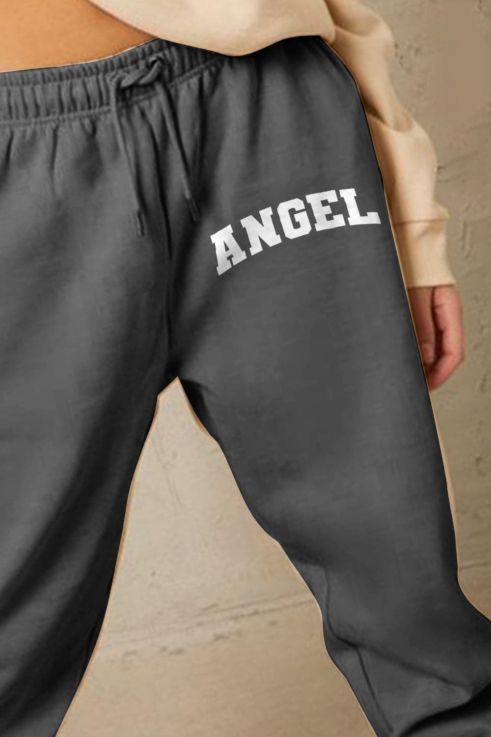 Simply Love Simply Love Full Size Drawstring Angel Graphic Long Sweatpants.