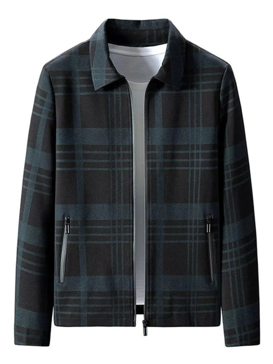 Men's Plus Size Plaid Zip Up Jacket With Zippered Pockets Simply Love