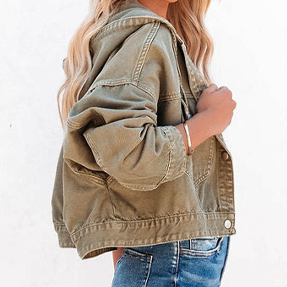 Hooded Dropped Shoulder Denim Jacket.