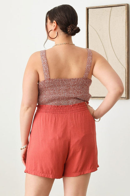 Zenobia Plus Size Drawstring Elastic Waist Shorts with Pockets.