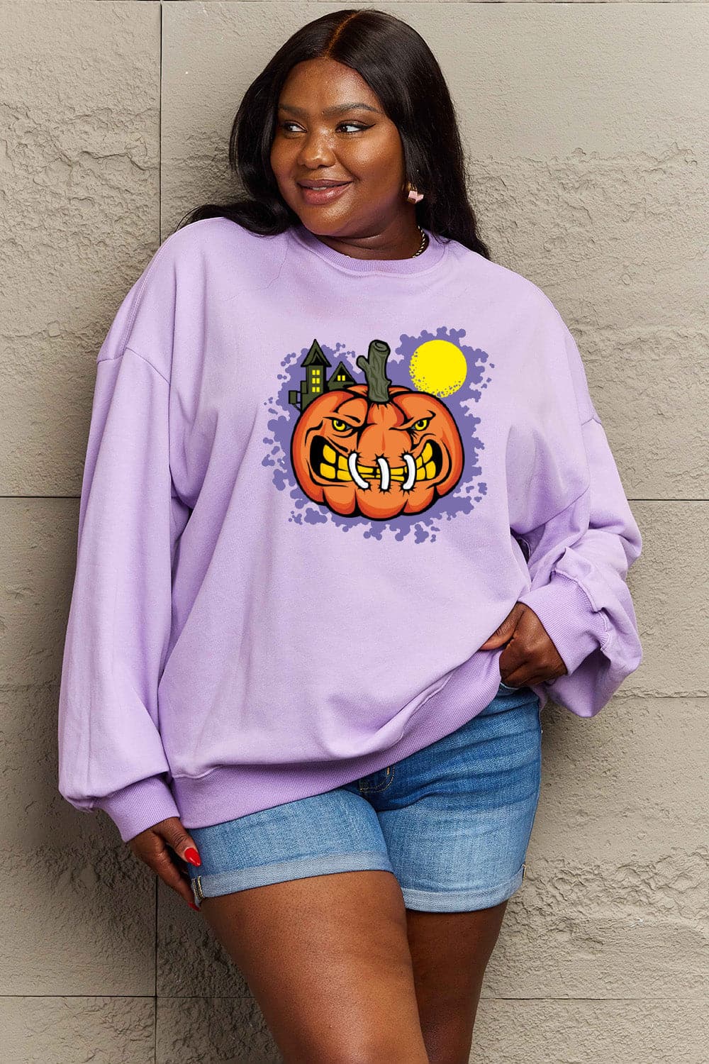 Simply Love Full Size Graphic Round Neck Sweatshirt.