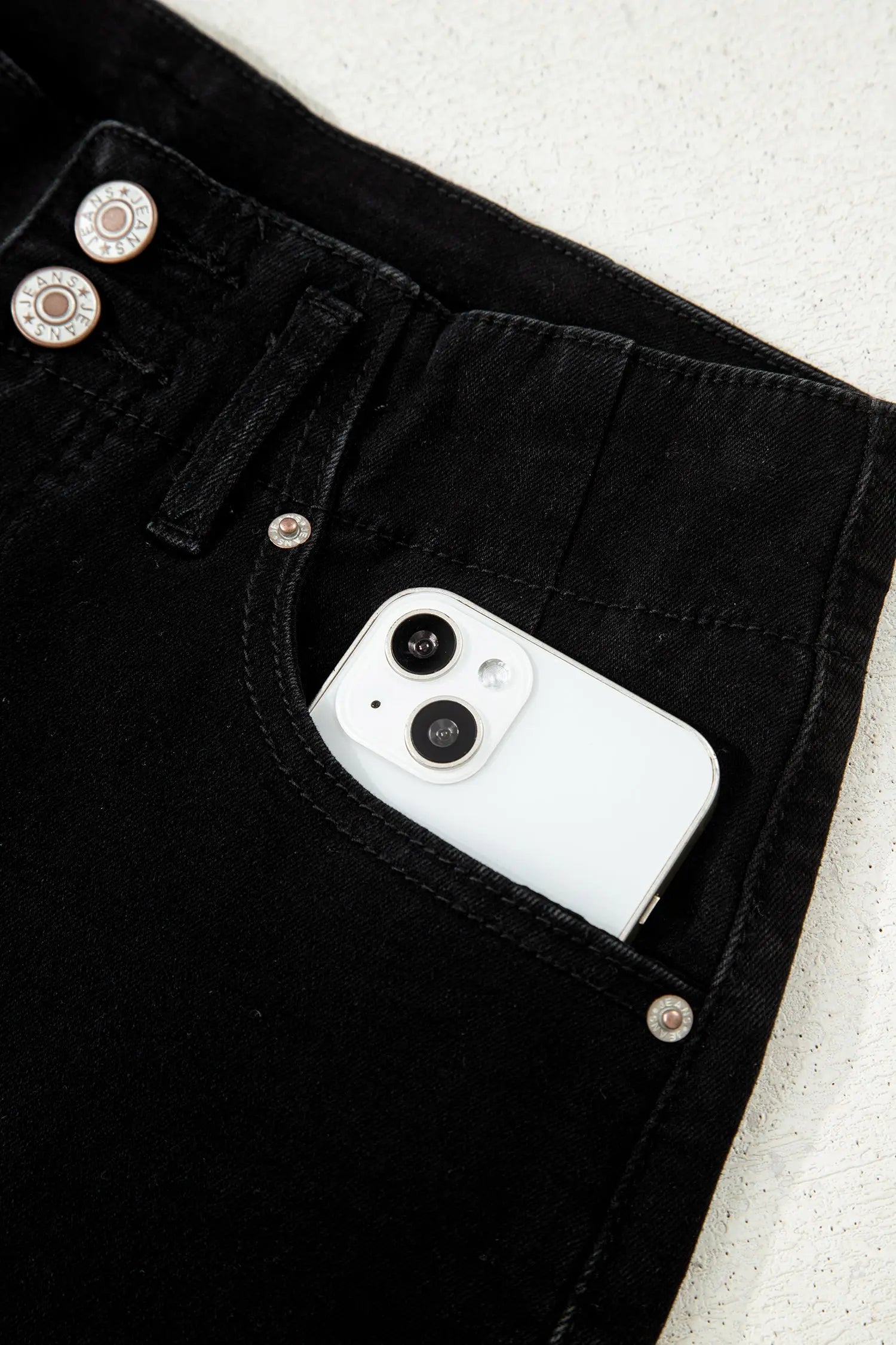 Black Two Button High Waist Flared Bottom Jeans For Women Dear-Lover Dropshipping