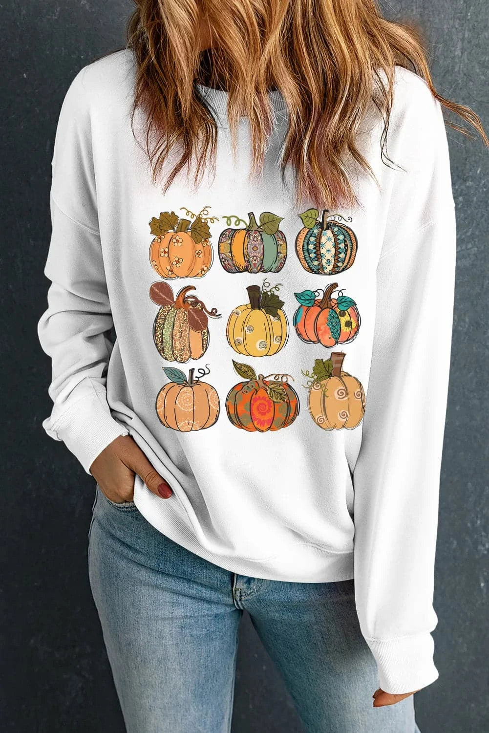 Pumpkin Graphic Long Sleeve SweatshirtFeatures: Basic style
Sheer: Opaque
Stretch: No stretch
Material composition: 50% polyester, 50% cotton
Care instructions: Machine wash cold. Tumble dry low.
ImporteLove Salve Pumpkin Graphic Long Sleeve SweatshirtSweatshirts & Hoodies