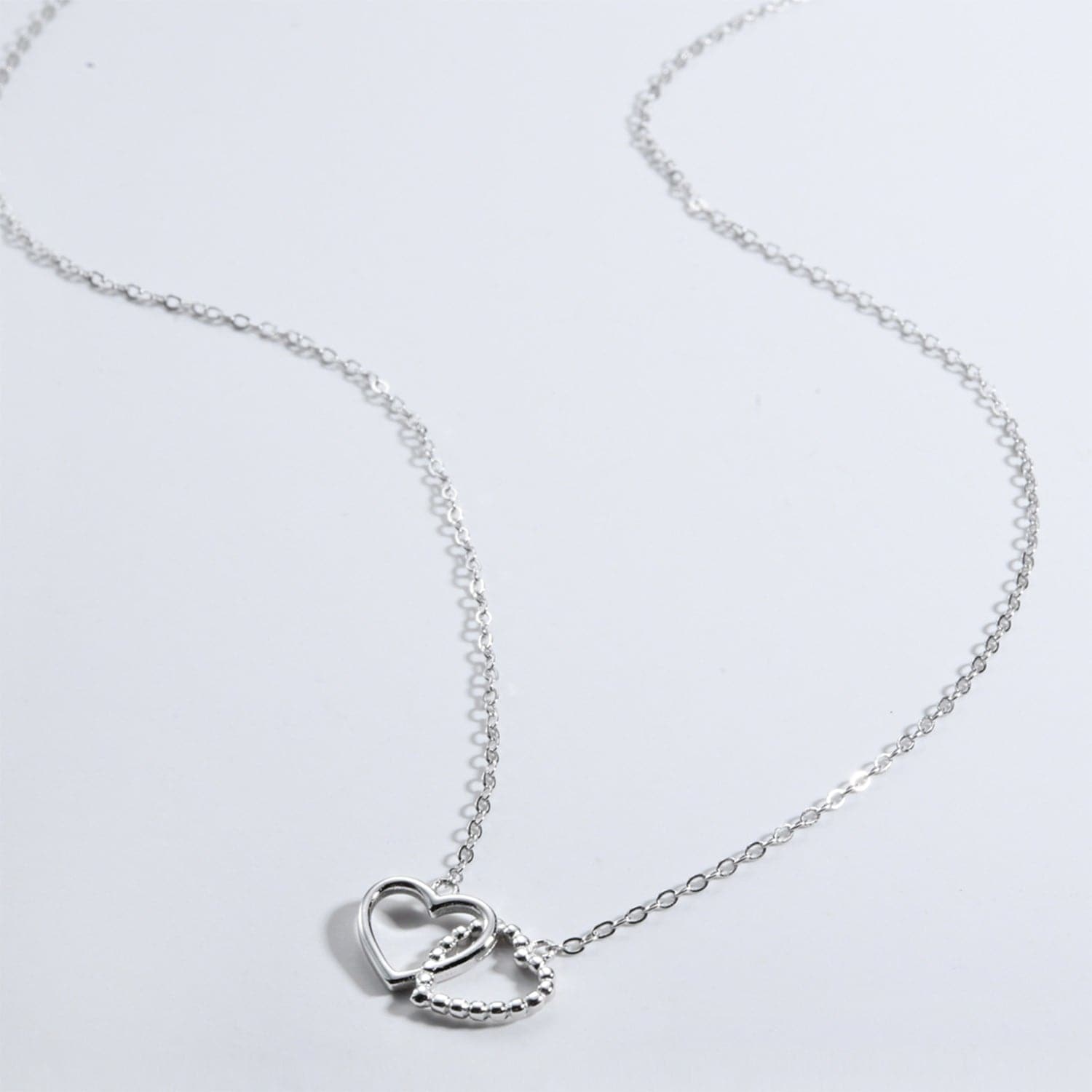 Heart Shape Spring Ring Closure Necklace.