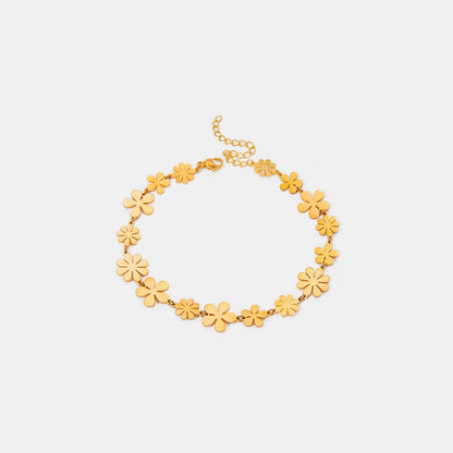 Elegant 18K gold-plated floral charm bracelet