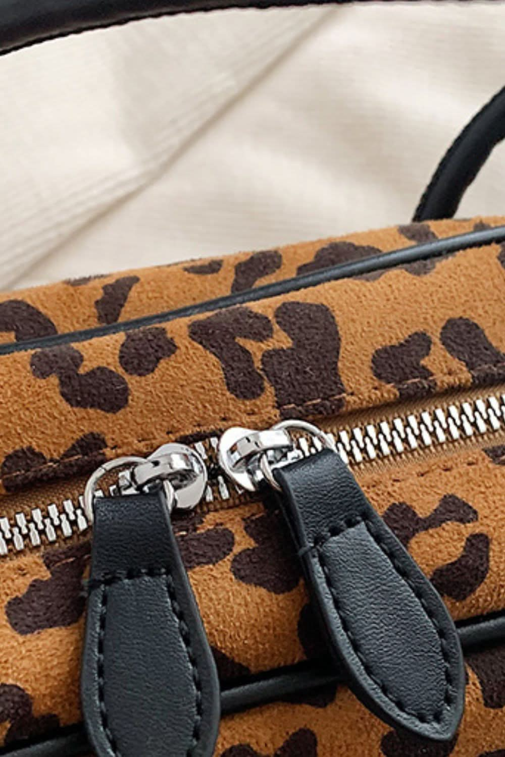 Leopard Suede Medium Shoulder Bag