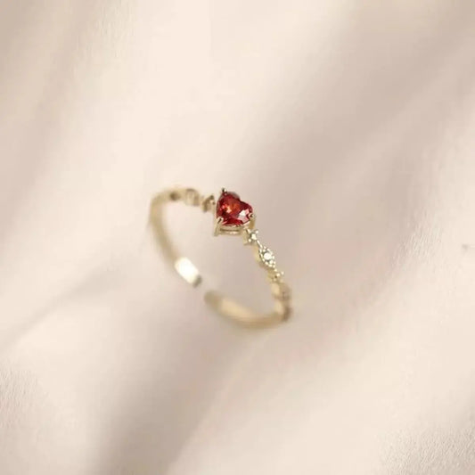 925 Sterling Silver Zircon Heart Open Ring Simply Love