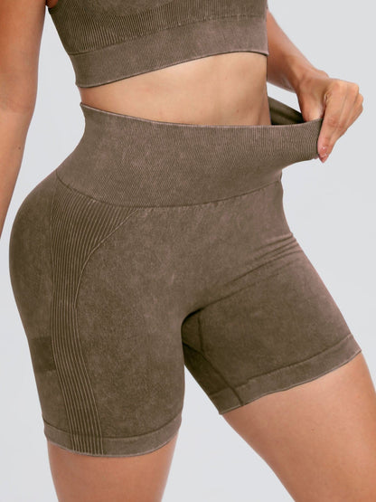 Washed High Waist Active Shorts.