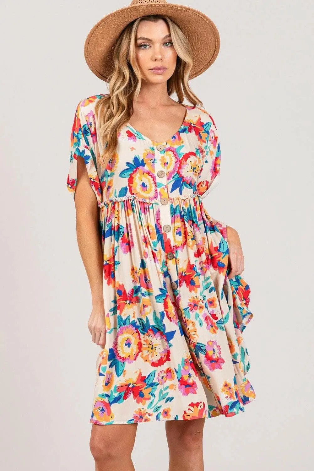 Charming floral button-down dress by SAGE + FIG in full size - Love Salve 