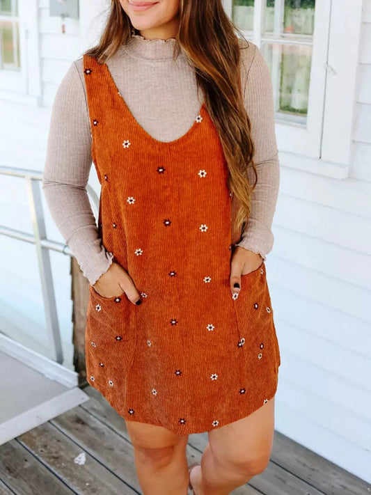 Floral Corduroy Overall Dress Simply Love