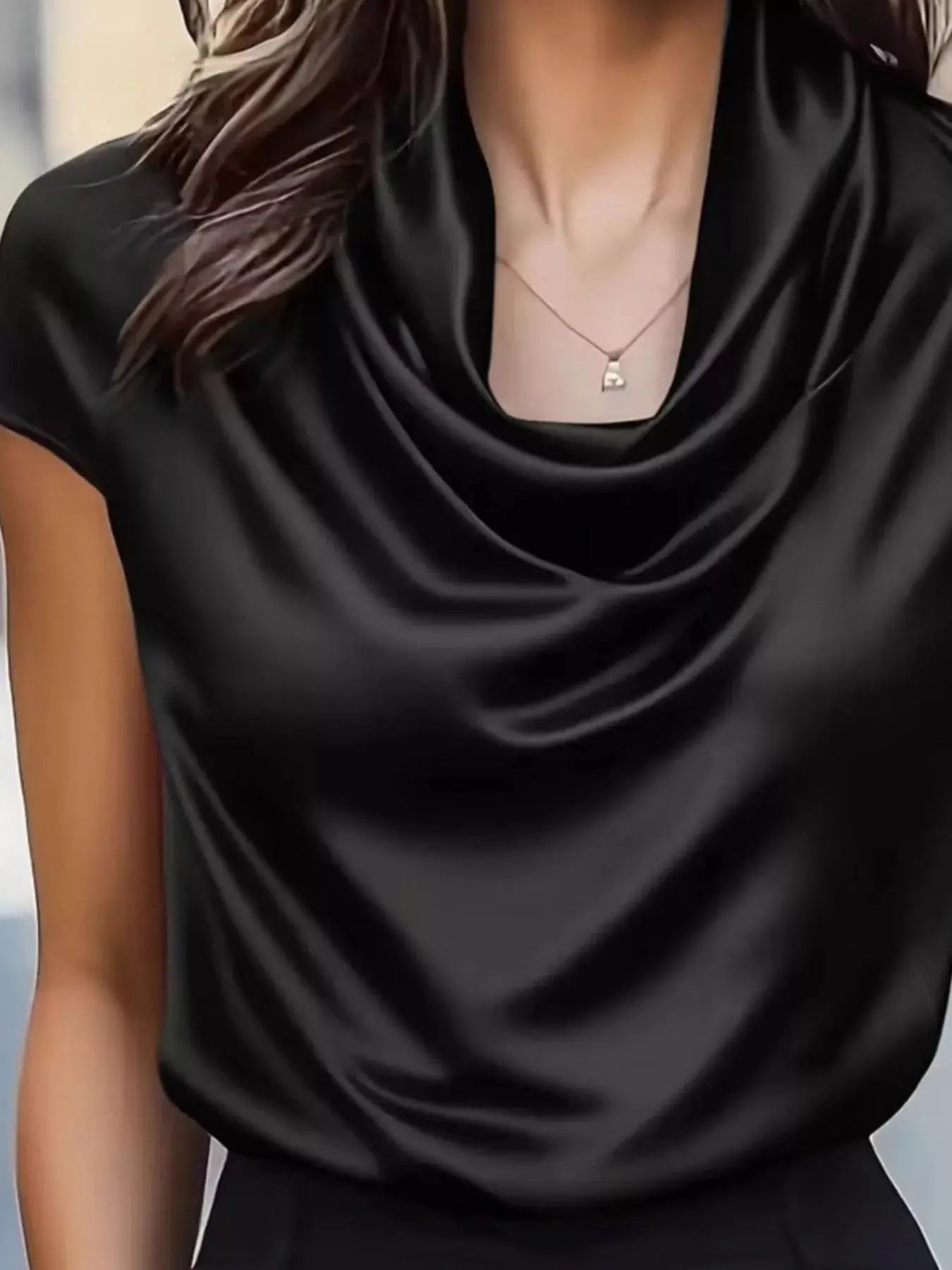Satin Cowl Neck Blouse Simply Love