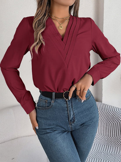 V-Neck Long Sleeve Blouse.