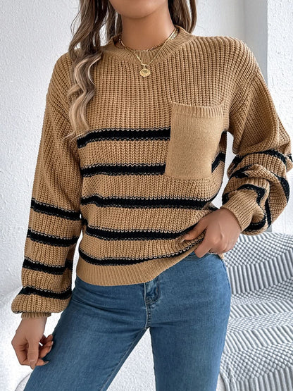 Striped Round Neck Long Sleeve Sweater